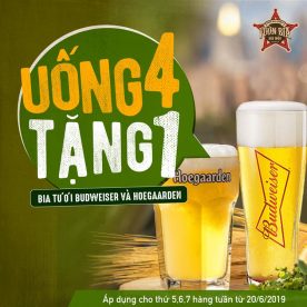 Ảnh đại diện Uống 4 tặng 1 bia tươi Budweiser, Hoegaarden