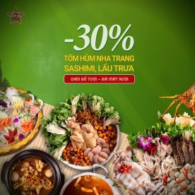 Giảm 30% Lẩu trưa, sashimi, lẩu trưa